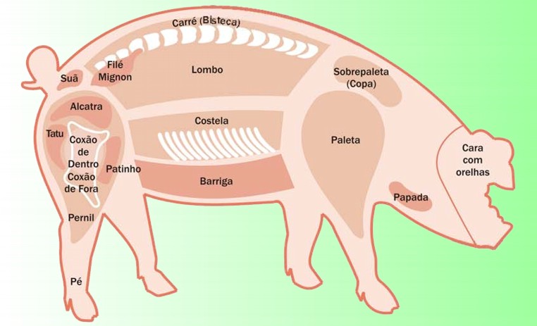 O mapa do Suíno – cortes de carne para churrasco | Blog do Churrasco - O  original